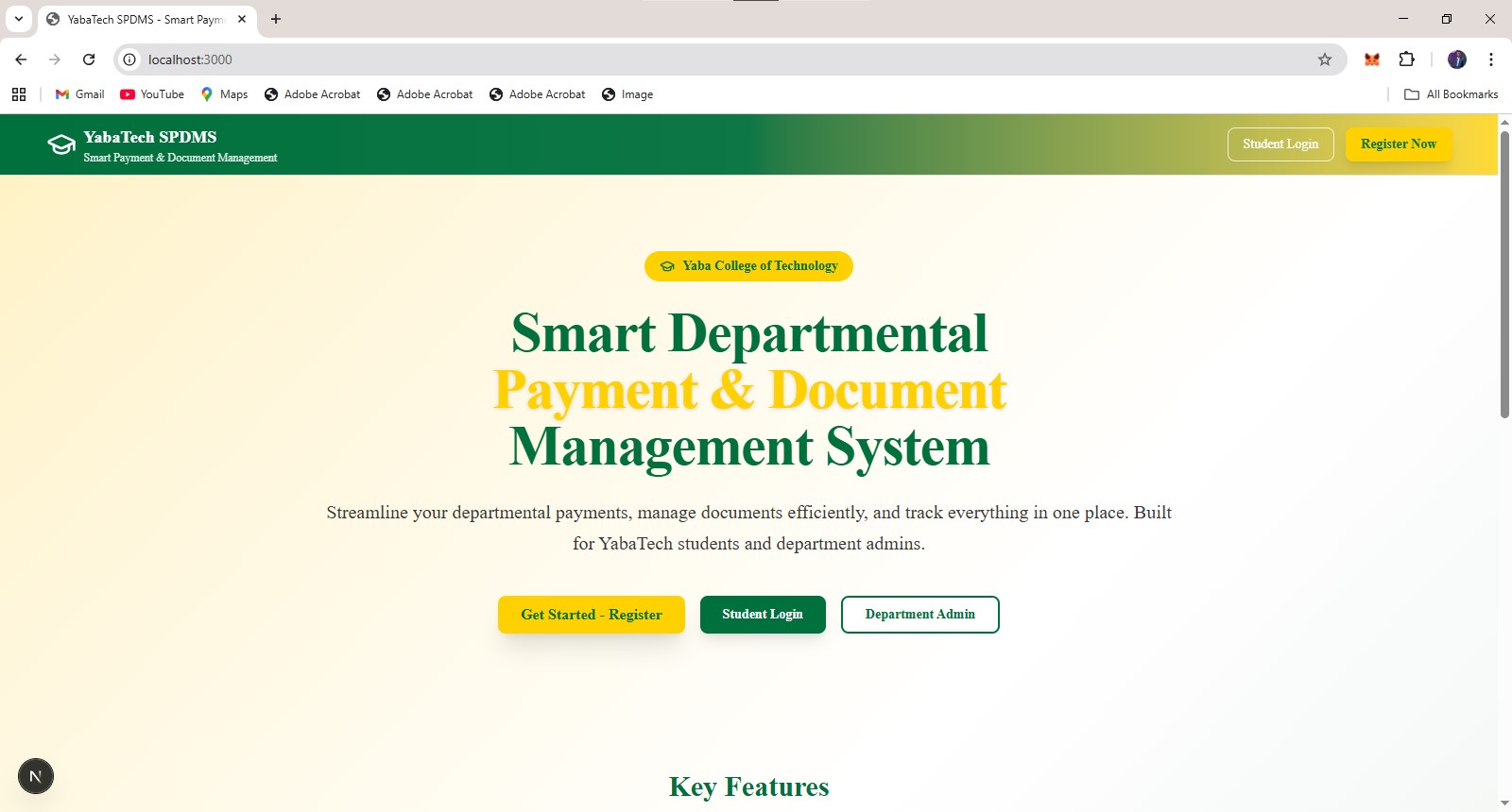 SPDMS homepage screenshot